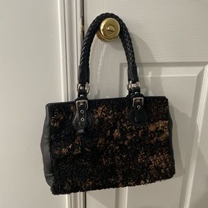 Paolo Masi Brown Fur and Leather Tote Handbag